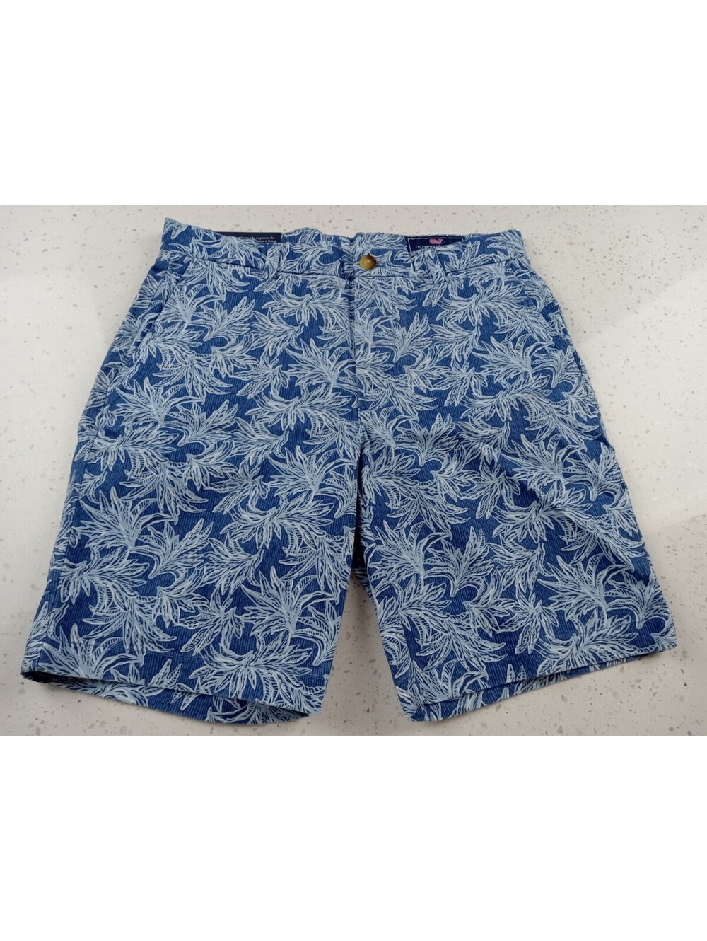 Vineyard Vines Shorts Mens 30 Blue White Sea Leaves 9 In Breaker Flat Front New
